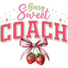 Berry Sweet coach Strawberry Watercolor
 | Family of the Berry Sweet One PNG | Cute Strawberry Family Watercolor Designs