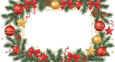 Watercolor Festive Christmas Frame Border Design - Christmas celebration, holiday joy, winter wonderland, festive cheer, seasonal greetings. Symbolizing warmth, togetherness, happiness, peace