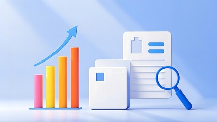 3d financial statistics chart scenario、