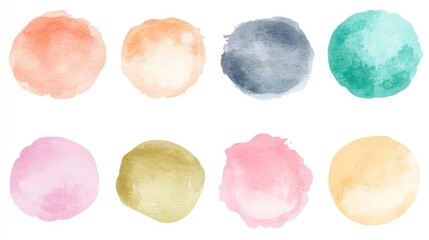 Collection of hand painted watercolor circles of varying colors