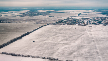 Obraz premium Ukraine winter landscape view from the plane