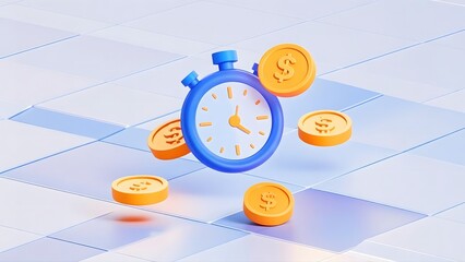 Abstract Blue 3d Financial Time Money Management Scene