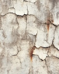 The weathered and cracked wall showcasing aging and textural details