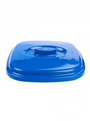 Blue plastic bucket lid isolated on white