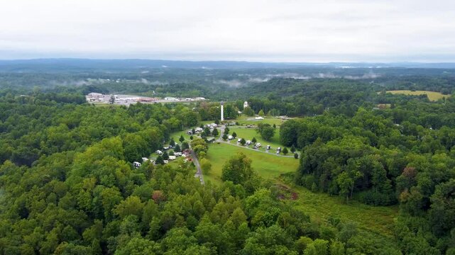 Experience Summersville, West Virginia, with a bird&rsquo;s-eye view of the RV campground, where adventure meets relaxation in the heart of nature.