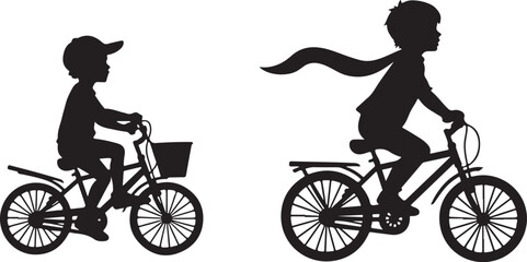 Obraz premium Kids Riding Bicycles Bundle