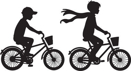 Obraz premium Kids Riding Bicycles Bundle