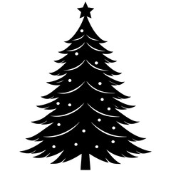 Christmas tree silhouette vector isolated on white background