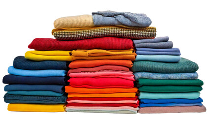 stack of colorful clothes on white 