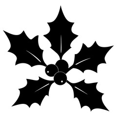 Holly Berry silhouette vector isolated on white background