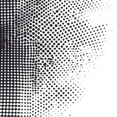 Black and white halftone dot pattern arranged on a white background
