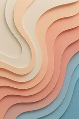 Layered pastel paper waves flowing in soft warm light composition