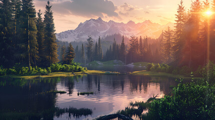 Fototapeta premium sunrise in the mountains