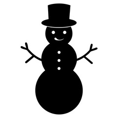 Snowman silhouette vector isolated on white background