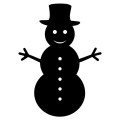 Snowman silhouette vector isolated on white background