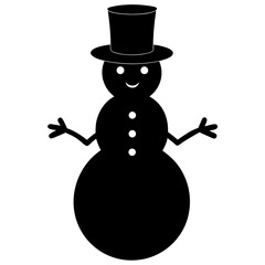 Snowman silhouette vector isolated on white background