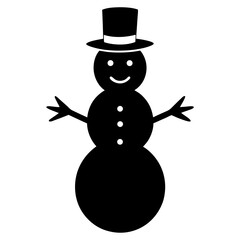 Snowman silhouette vector isolated on white background