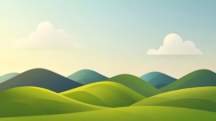 Obraz premium Gentle rolling hills landscape at sunrise.