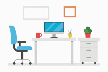 vector illustration of office desk