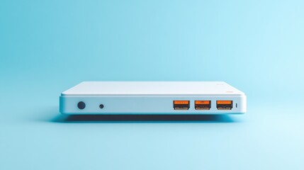 A classic 3.5-inch hard disk with visible connectors, set against a soft blue background 