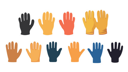 Obraz premium Minimalist and stylish vector graphic design of gloves, featuring various types such as winter gloves, work gloves, and fashion gloves, depicted in a clean and modern illustration style. 