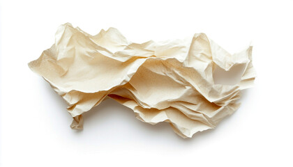 Crumpled kraft paper sheet isolated on white background