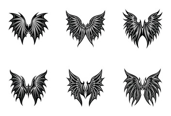 Devil Aesthetic Wings Vector Pack – A collection of stylishly evil wing designs for fantasy branding, merch, or illustration.