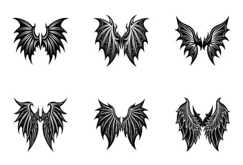 Evil Wings Vector Collection – Demonic and gothic-inspired bat wings for graphic designers, tattoo artists, and game developers.