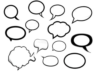 Isolated Transparent Speech Bubbles Collection Illustration On Black Background