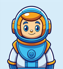 Cheerful Cartoon Astronaut Illustration Boy In Space Suit Adventure Design