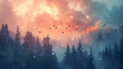sunset in the mountains