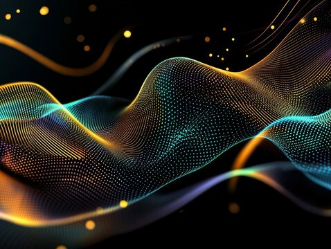 a digital cricuits light beams, Tirwl waves beams black bakground 