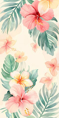 Tropical Hibiscus Watercolor Art