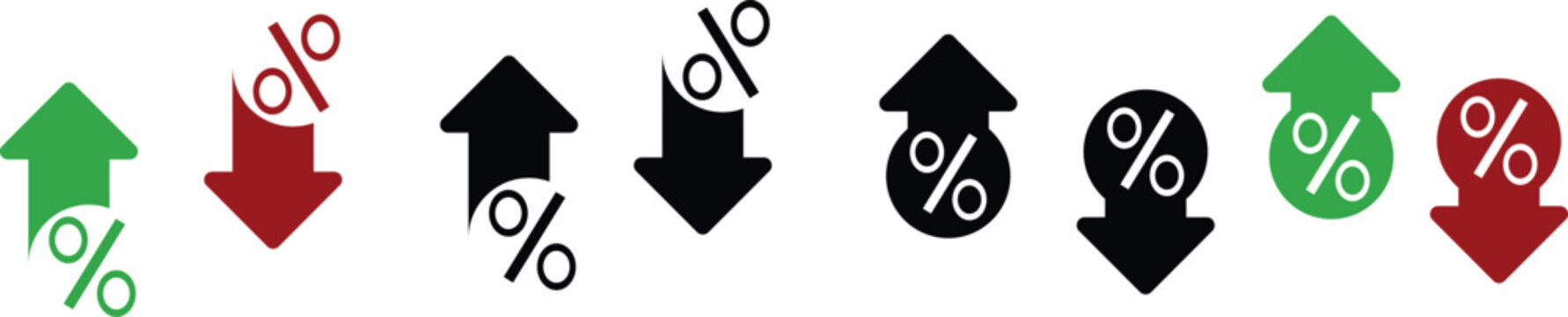 price increase and decrease symbol icons in vector
