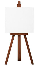 Realistic Illustration Of Wooden Easel With Blank White Canvas On Transparent Background