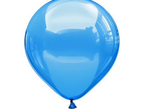 Realistic Illustration Of A Glossy Blue Balloon Isolated On A Transparent Background - Powered by Adobe