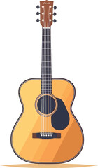 Obraz premium A traveler is depicted on a vintage guitar, shown in an engraved style, isolated on a white background, in a front view