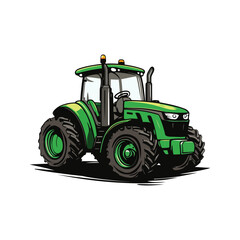 Obraz premium Colorful Tractor Vector Illustration Logo And Icon with small and simple heavy duty tractor Icon vector background