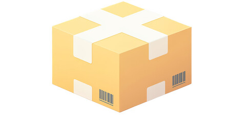 Fototapeta premium Isometric 3D Illustration Of A Cardboard Box With Shipping Tape Isolated