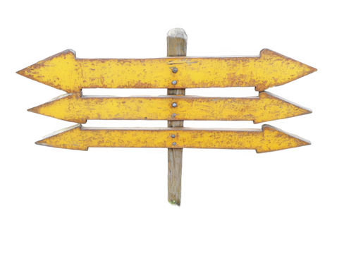 Isolated Yellow Wooden Arrow Sign Illustration On Transparent Background