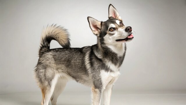 Alaskan Klee Kai on studio background
