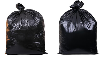 Realistic Image Of Black Trash Bags Isolated On Transparent Background