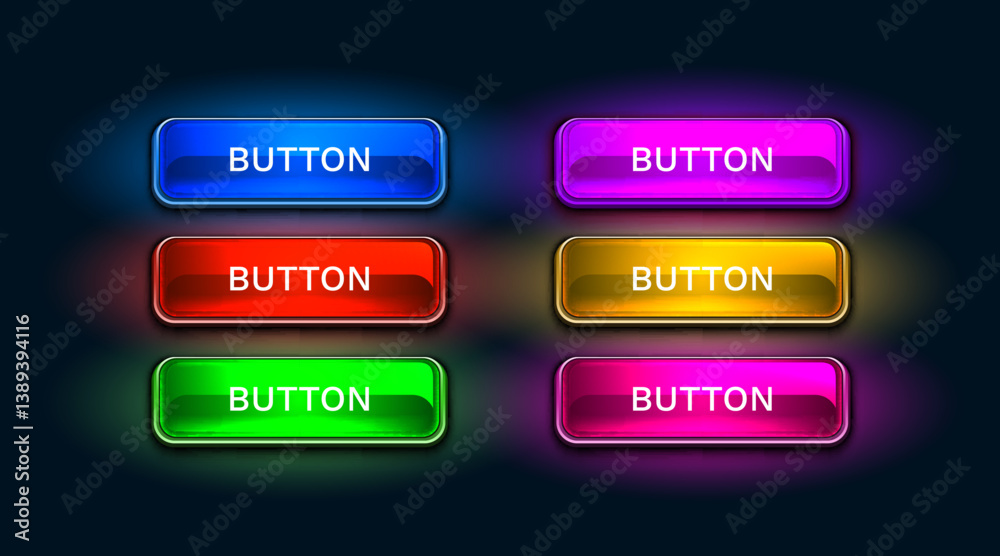 Wall mural light button, frame label, event web bar, buttons with color. vector illustration