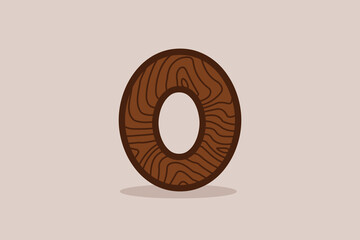 Wooden Bold Number Zero Logo Design