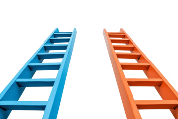 Two Colorful Wooden Ladders on Transparent Background Illustration