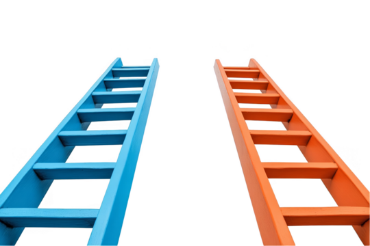 Two Colorful Wooden Ladders on Transparent Background Illustration