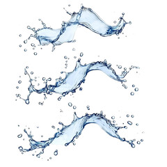 Obraz premium Water Splash Illustration On Transparent Background Dynamic Liquid Motion