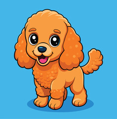 Adorable Cartoon Poodle Character Illustration On Blue Background For Graphic Design Projects