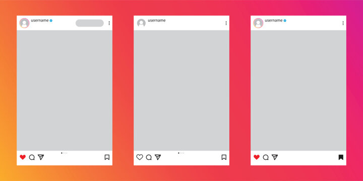 Post feed frame mockup template design, social media post template, mobile app scroll frame different pages