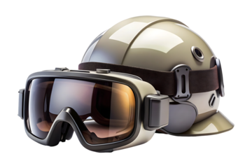 modern VR AR goggles glasses helmet on transparent background